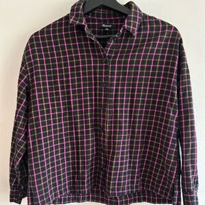 Madewell Wonen’s Plaid Long  Sleeve Casual Button Down Shirt Sz XXS